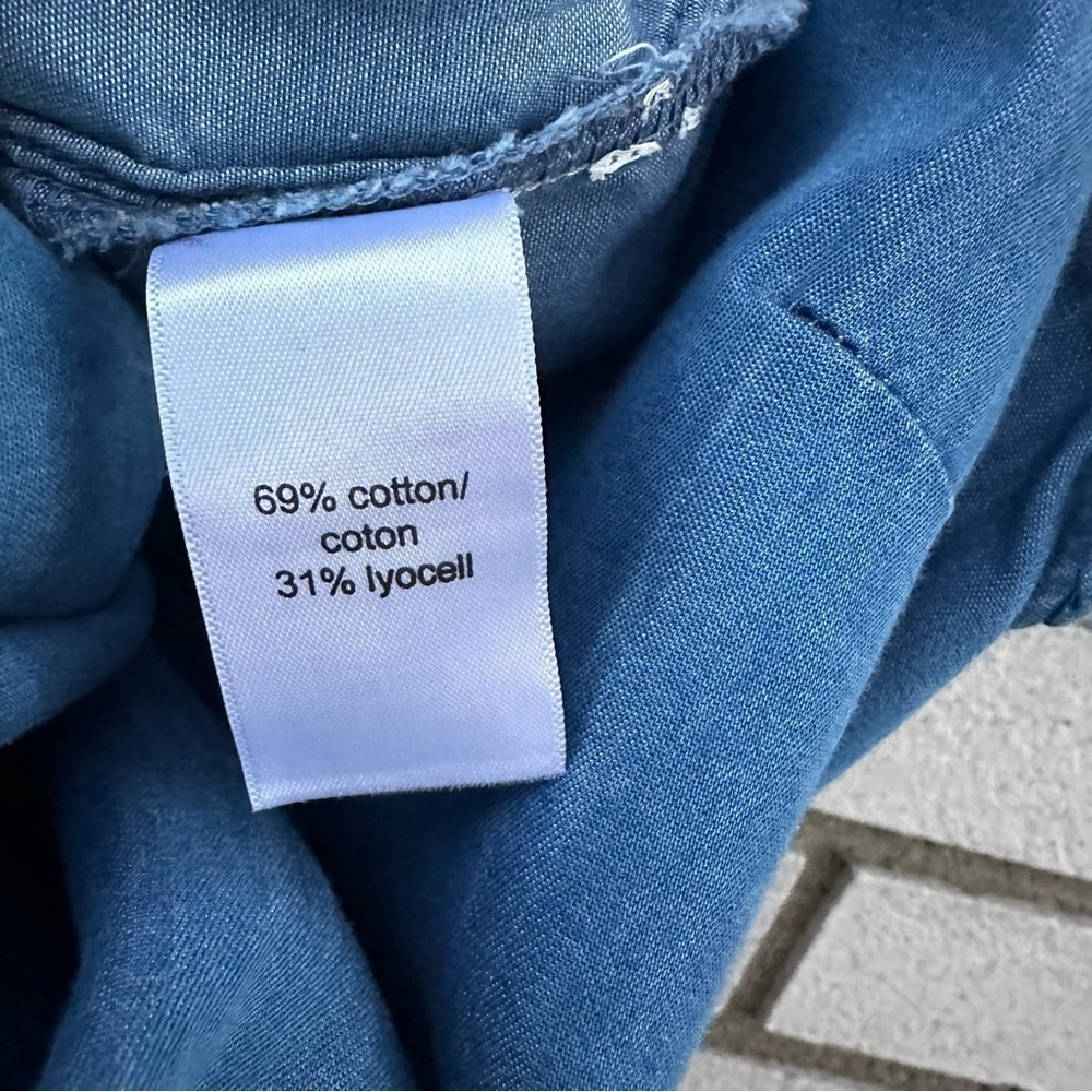 Maurices Chambray Pleated Flutter Sleeve Tank Lyocell Denim Blouse 0X NWT - Picture 11 of 11